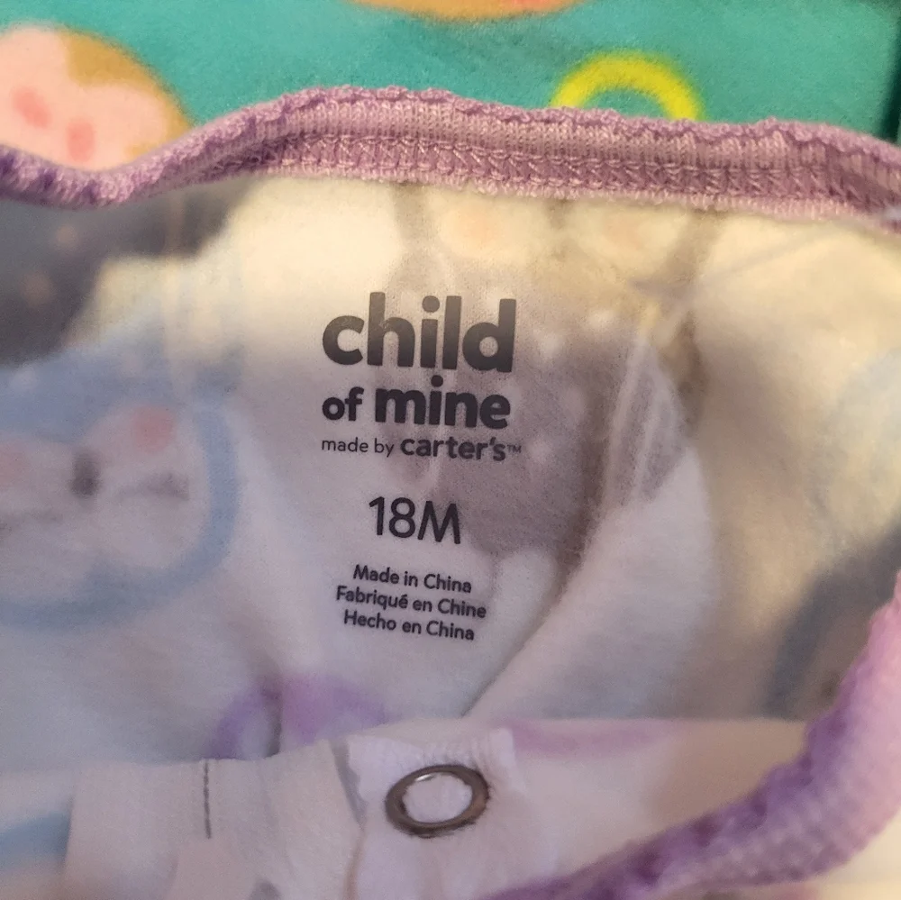 2 Child Of Mine Fleece‎ Full Zip Footed Pajamas 18 Months & Joggers 2T Gray